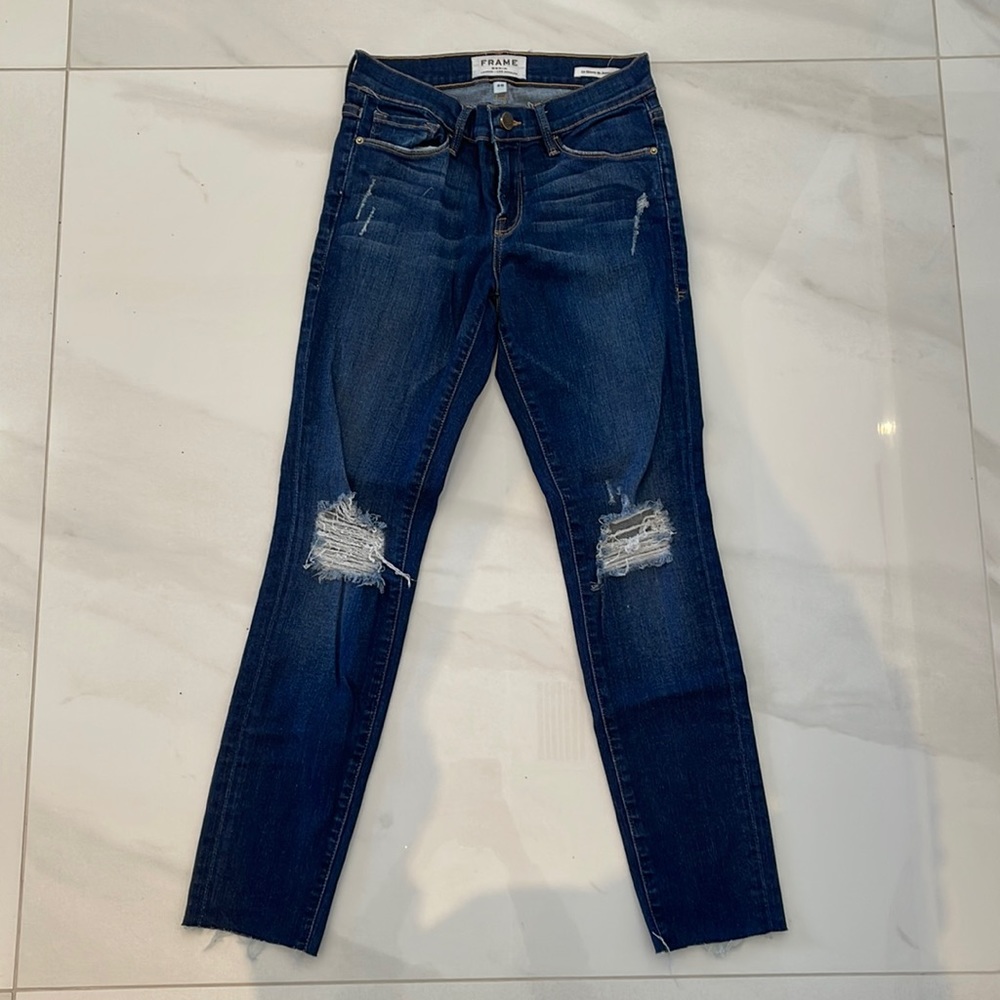 Frame Ripped Skinny Jeans size 26